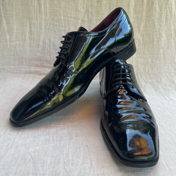 HUGO BOSS RECCO LUX PATENT LEATHER OXFORDS - Picture 1 of 7
